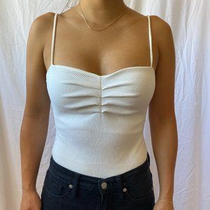 Fashion Nova White Ribbed Bodysuit XS